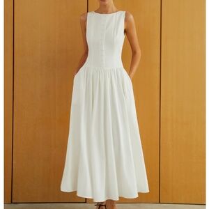 Lovely Commense Button Up Sleeveless Dress With Pockets